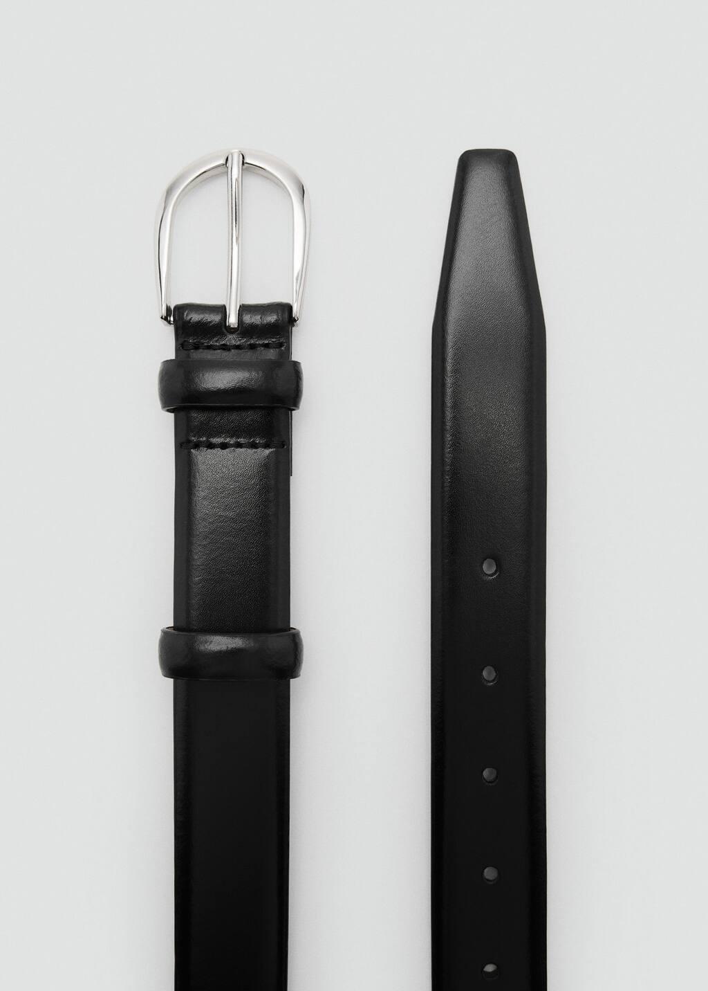 Black Buckle Leather Belt, , large image number 1