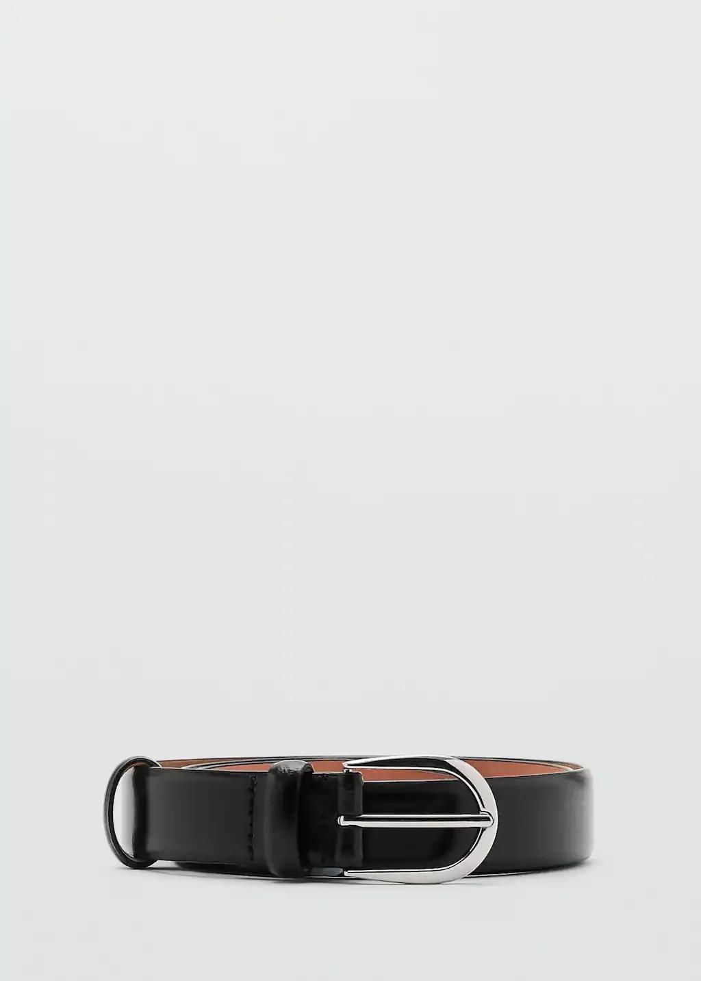 Black Buckle Leather Belt, , large image number 2