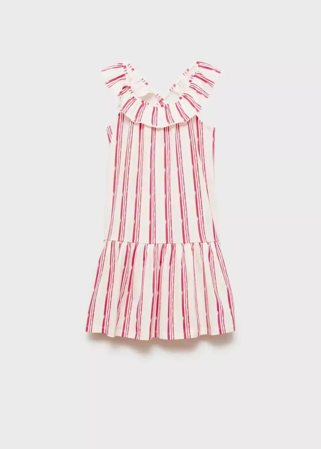 NATURAL WHITE Striped cotton dress, Kids Girl, , medium