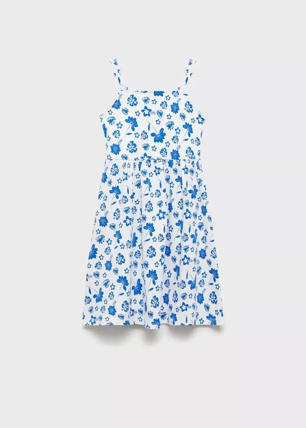White Floral Flared Mini Dress, Kids Girls, , medium
