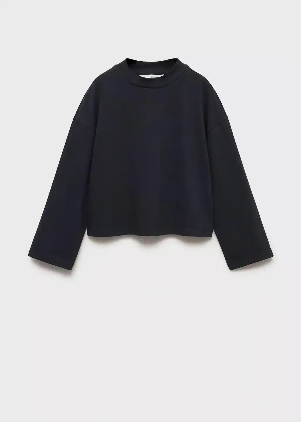 NAVY Plain cotton t-shirt, Kids Girl, , large image number 0