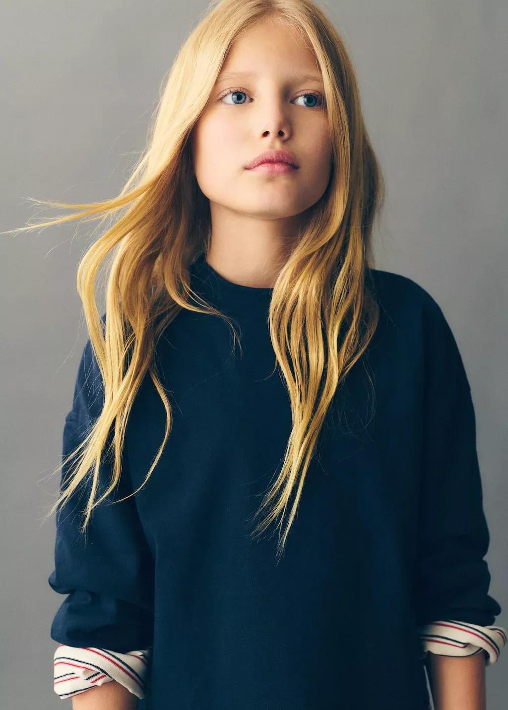 NAVY Plain cotton t-shirt, Kids Girl, , large image number 3