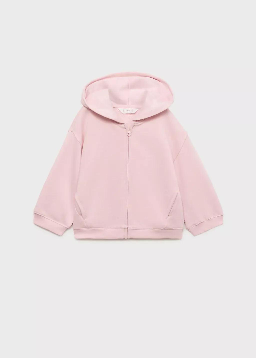 Pink Hooded Sweatshirt With Ears, Baby Girl, , medium