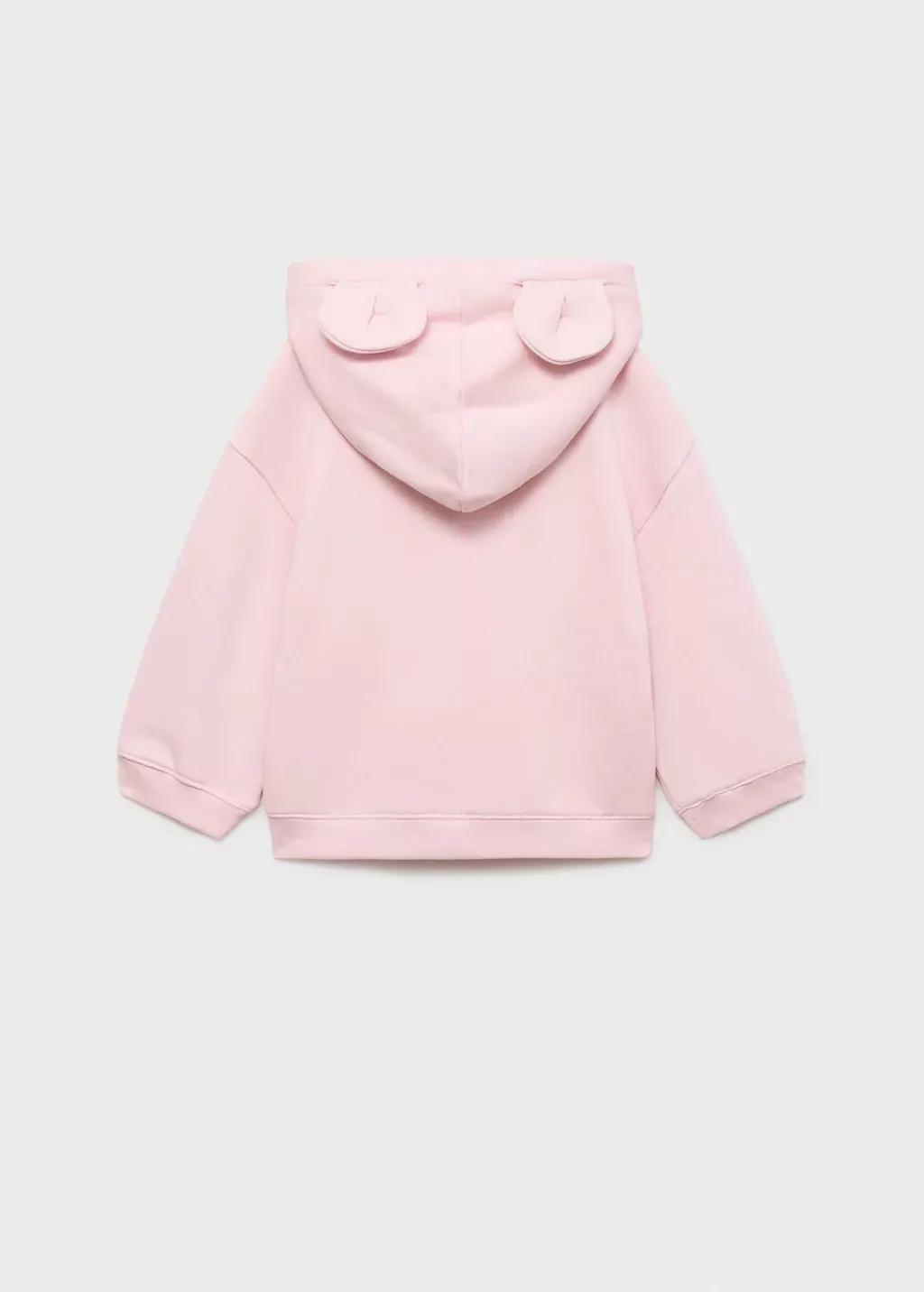 Pink Hooded Sweatshirt With Ears, Baby Girl, , large image number 1