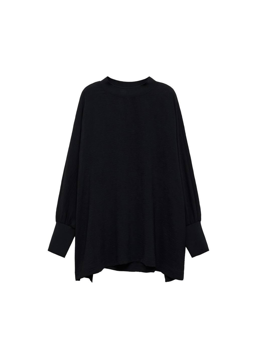 Black Oversized Knit Sweatshirt, , large image number 2