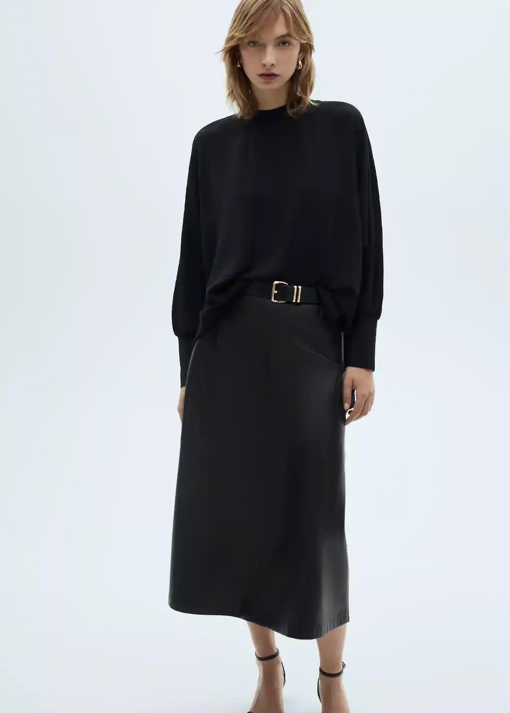 Black Oversized Knit Sweatshirt, , large image number 3