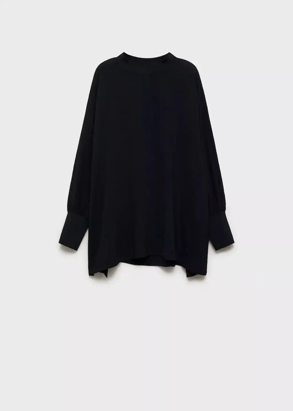 Black Oversized Knit Sweatshirt, , large image number 5