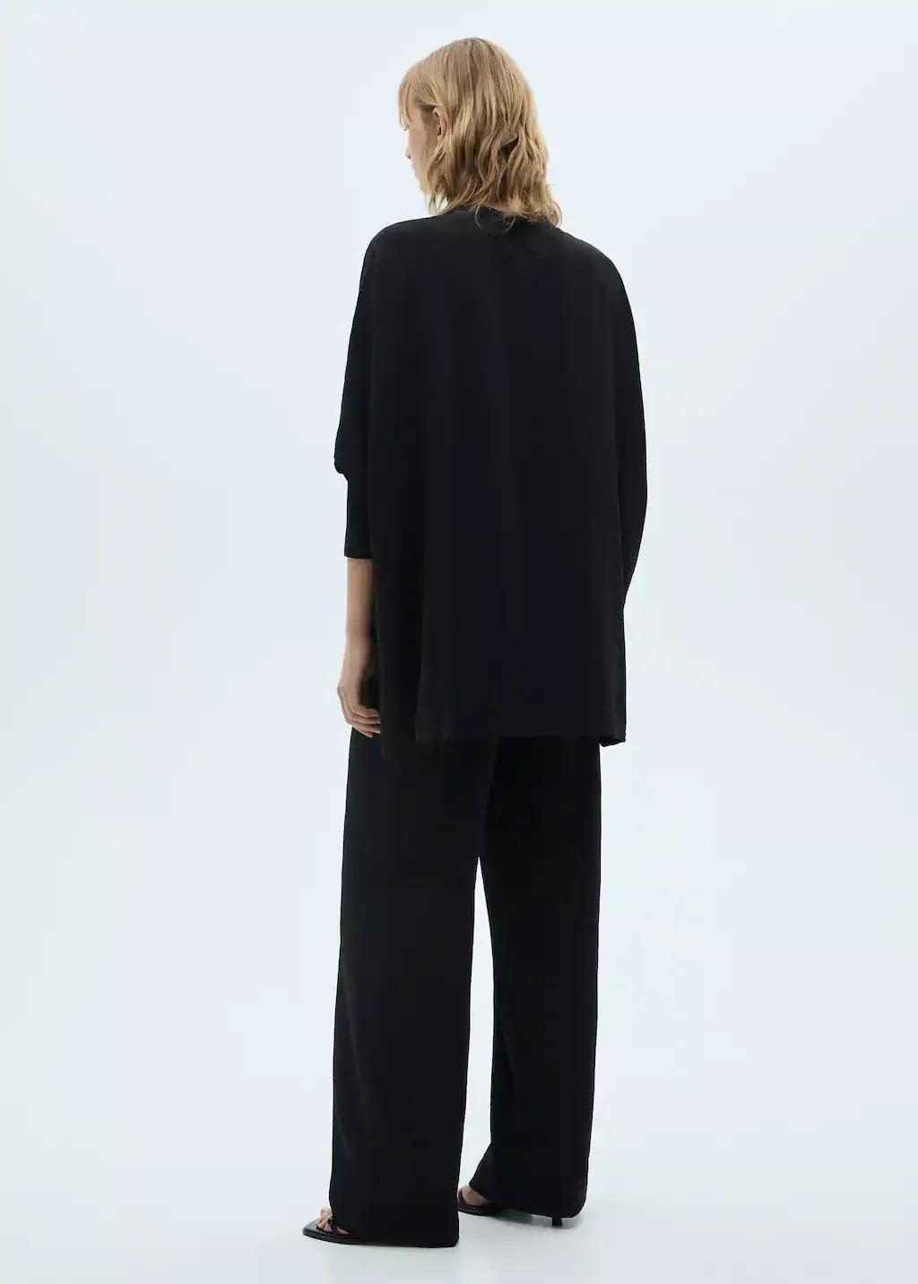 Black Oversized Knit Sweatshirt, , large image number 6
