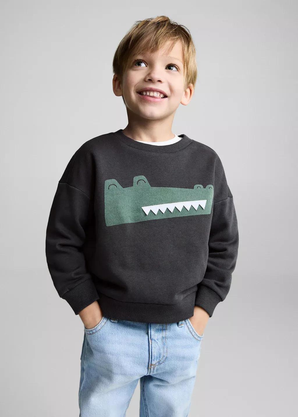 Grey Printed Picture Sweatshirt, Baby Boy, Charcoal, large image number 1