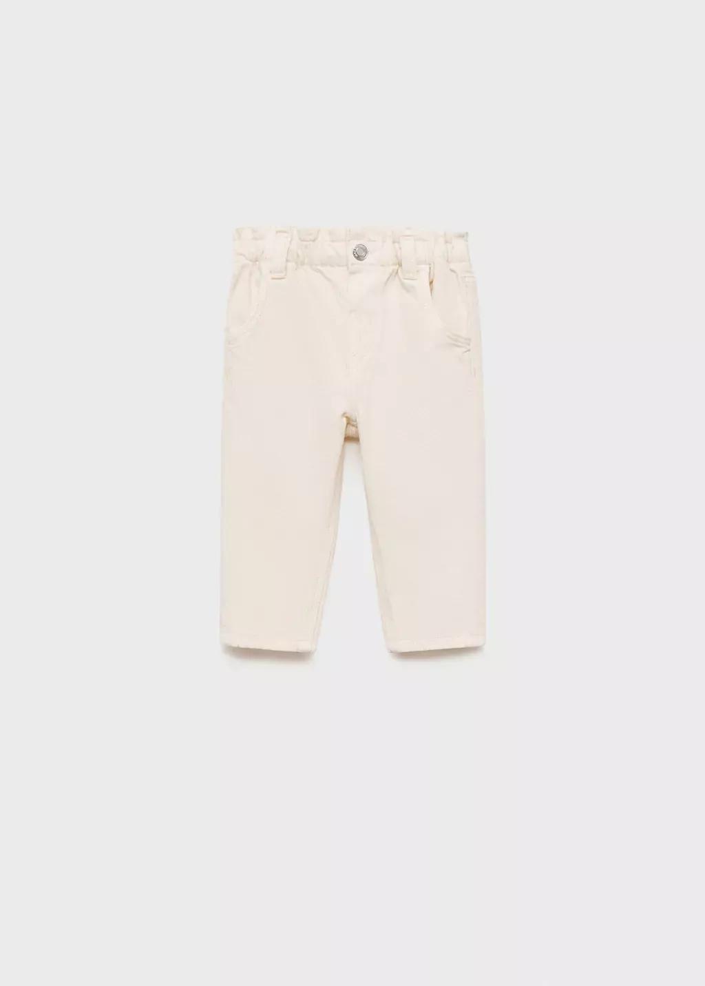 Beige Drawstring Waist Jeans, Baby Girl, , medium
