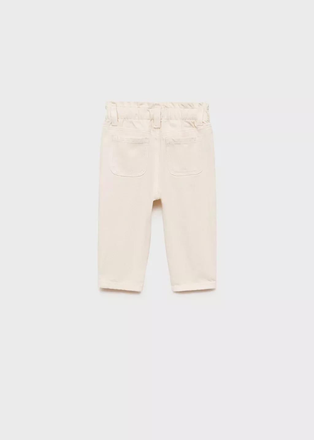 Beige Drawstring Waist Jeans, Baby Girl, , large image number 1