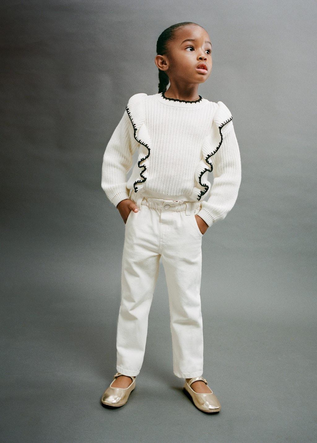 Beige Drawstring Waist Jeans, Baby Girl, , large image number 2