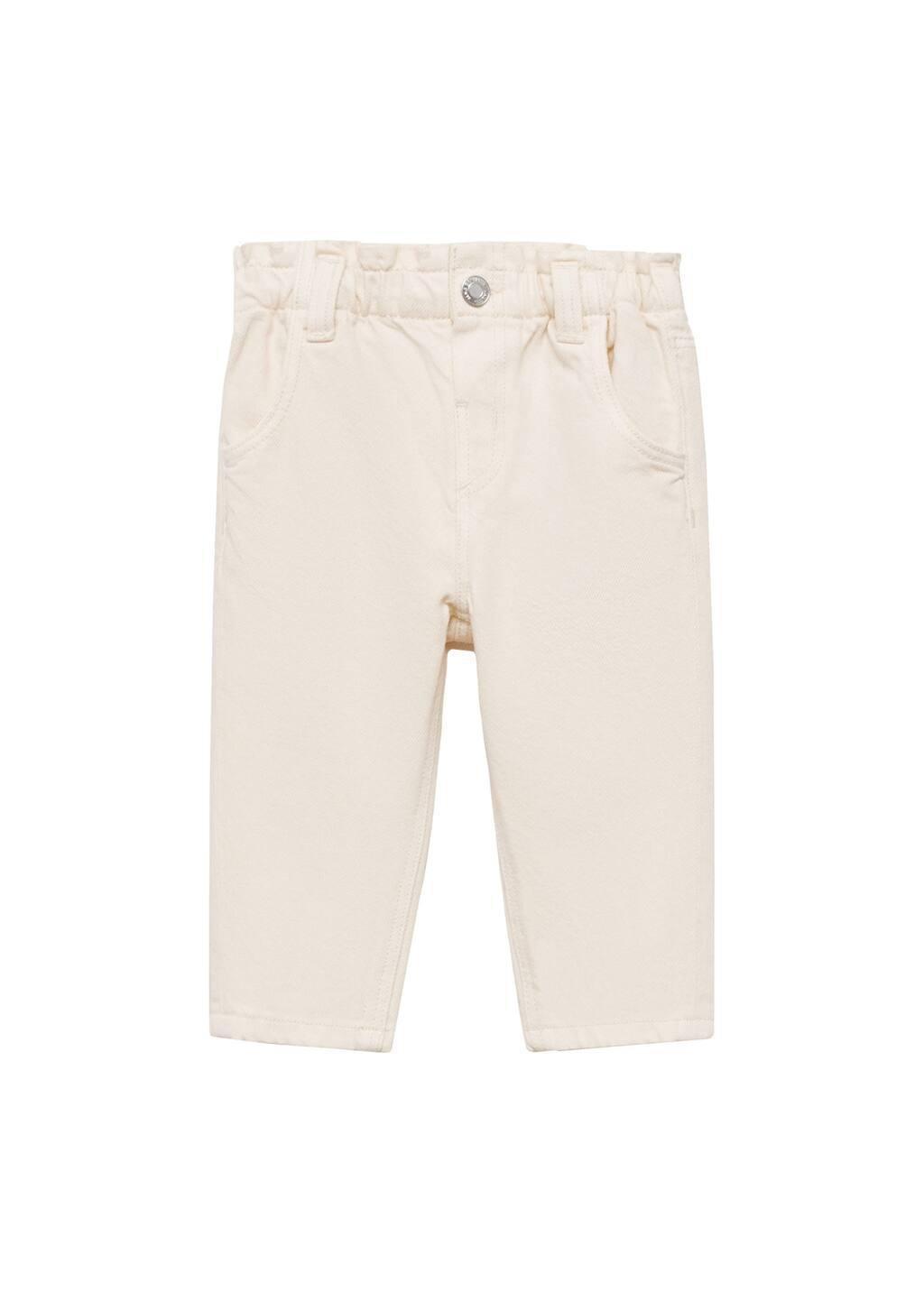 Beige Drawstring Waist Jeans, Baby Girl, , large image number 4