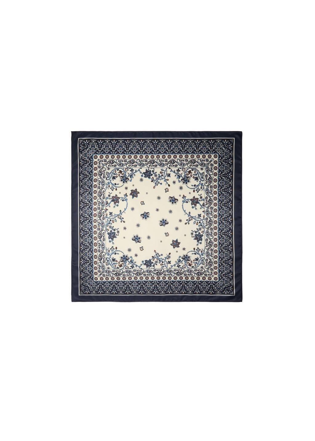 Navy Printed Satin Scarf, 0201_56, large image number 2