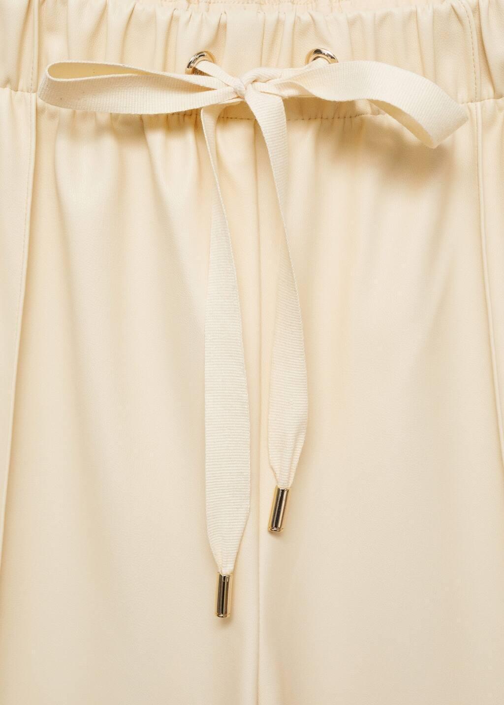 Beige Wideleg Leather-Effect Trousers, , large image number 5