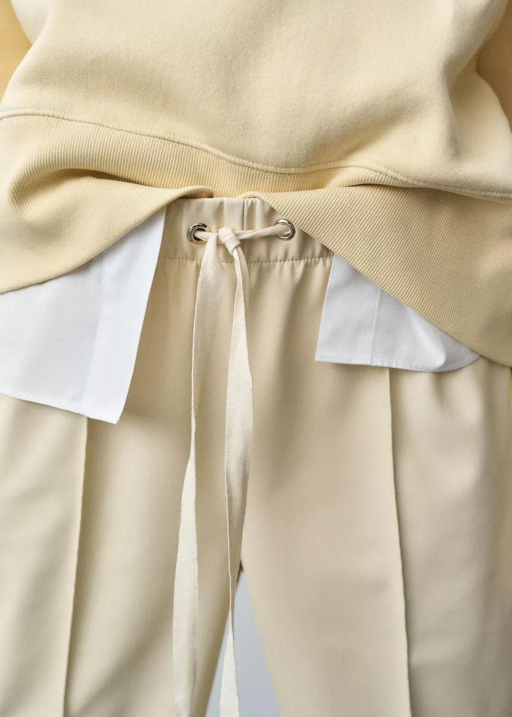 Beige Wideleg Leather-Effect Trousers, , large image number 6