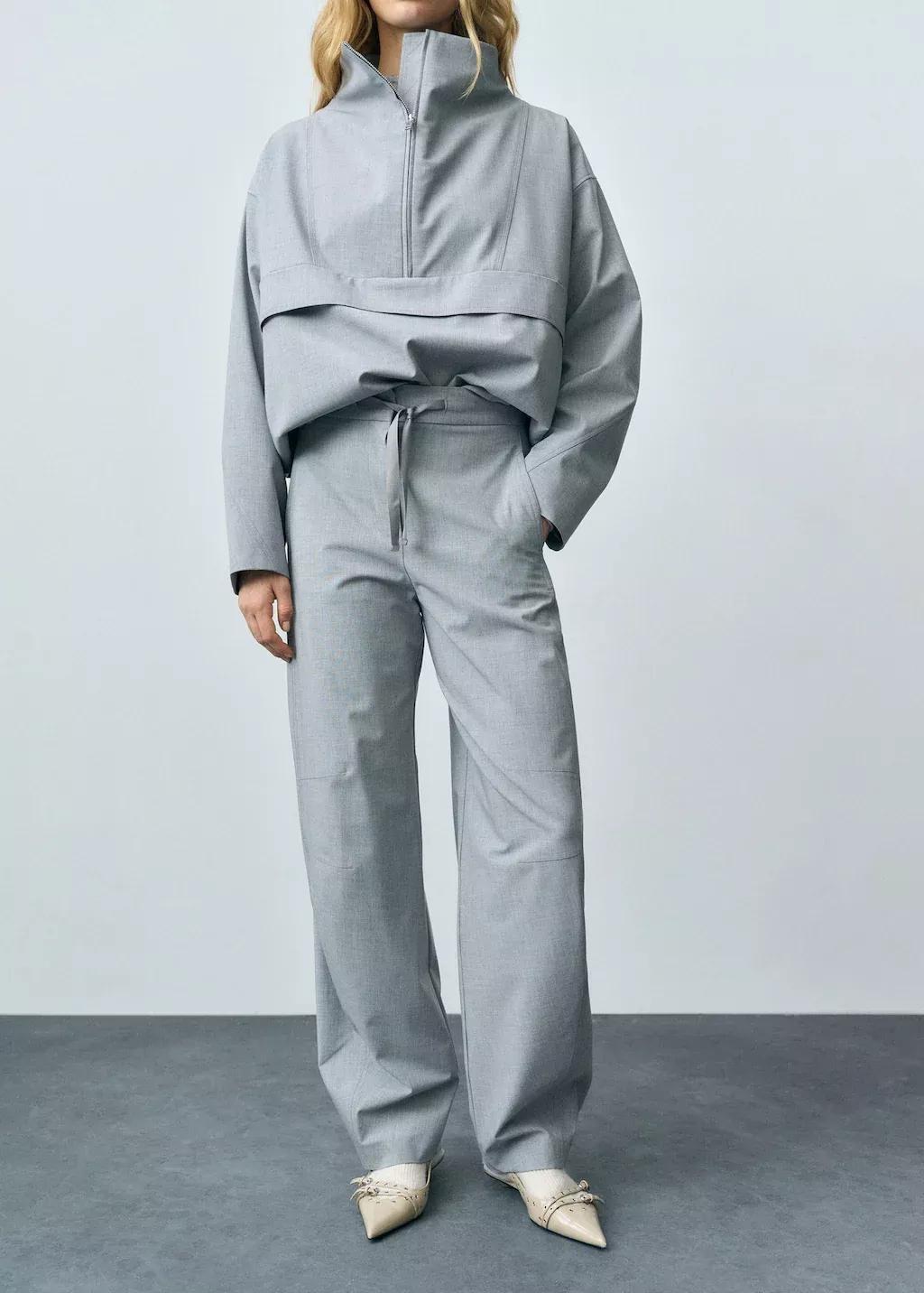 Grey Drawstring Jogger Trousers, , large image number 1