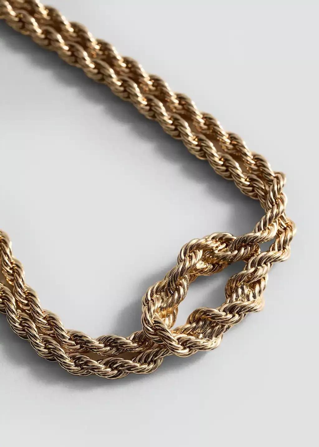 Gold Braided Chain Necklace, , medium