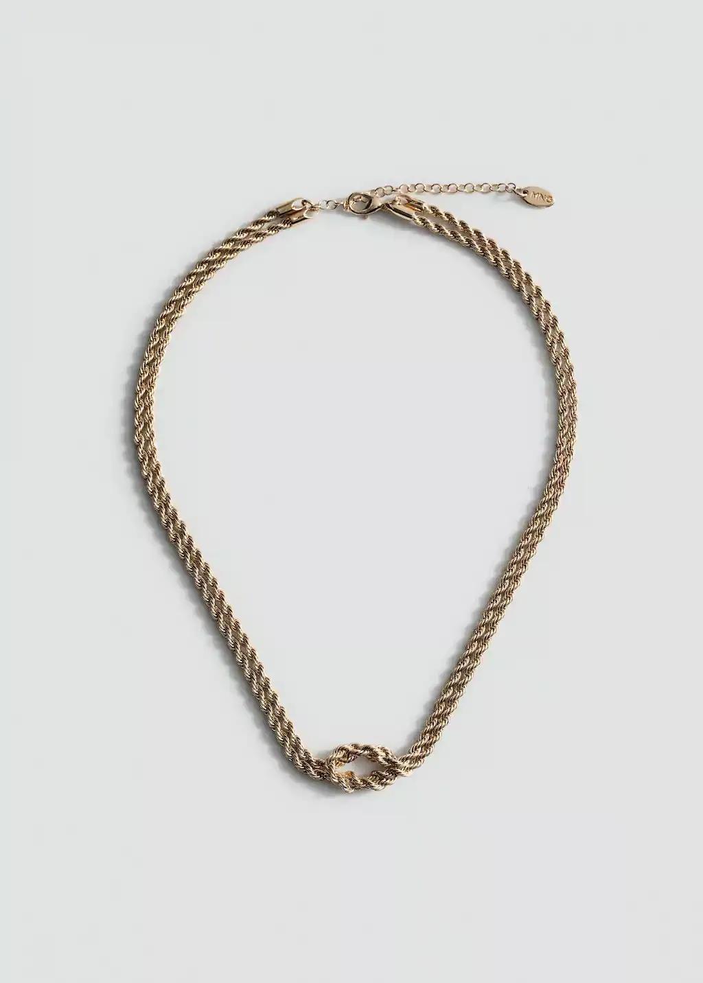 Gold Braided Chain Necklace, 0201_OR, large image number 4