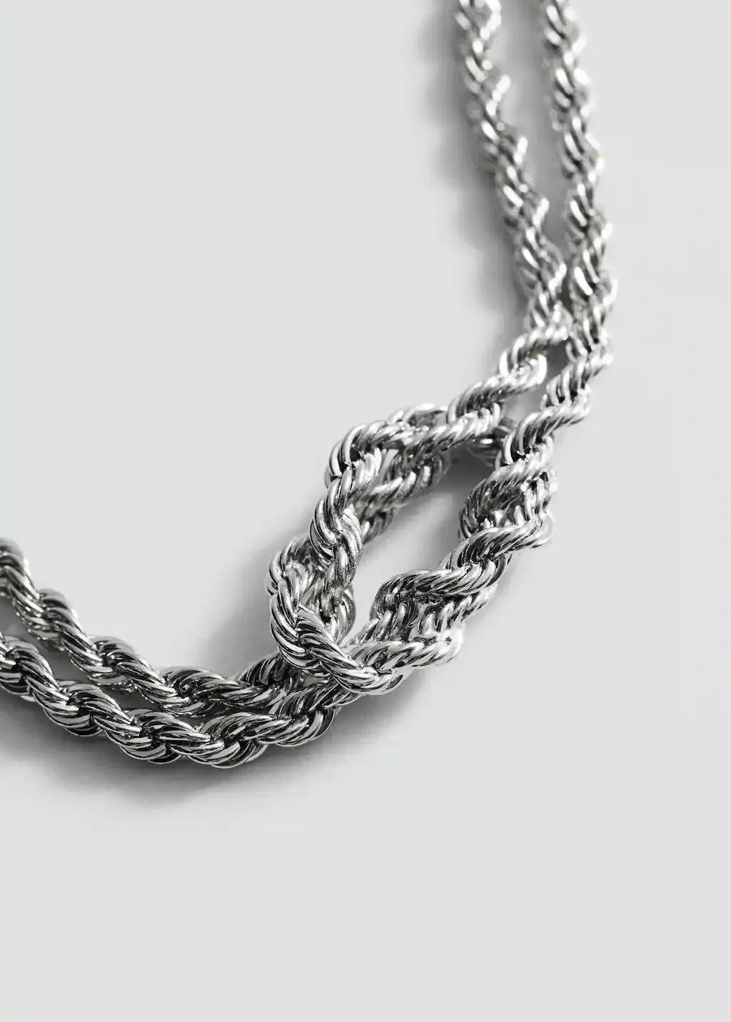 Silver Braided Chain Necklace, Silver, large image number 0