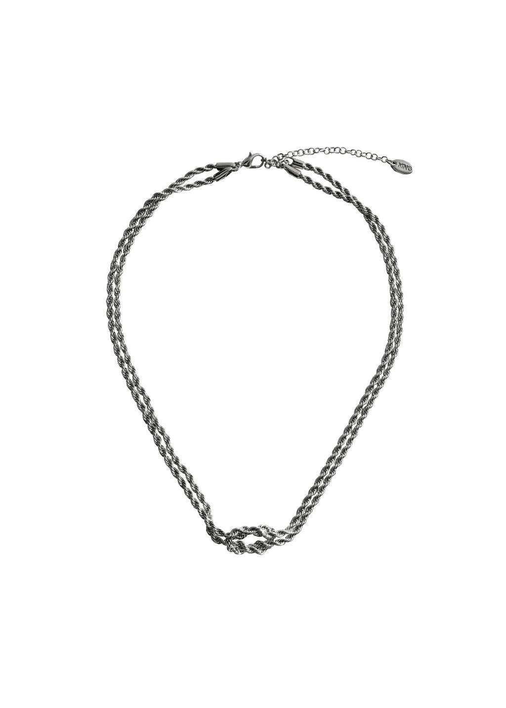 Silver Braided Chain Necklace, Silver, large image number 2