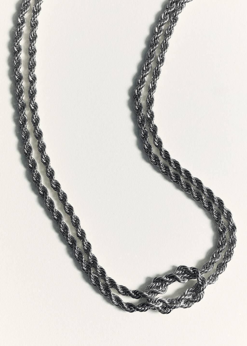 Silver Braided Chain Necklace, Silver, large image number 3