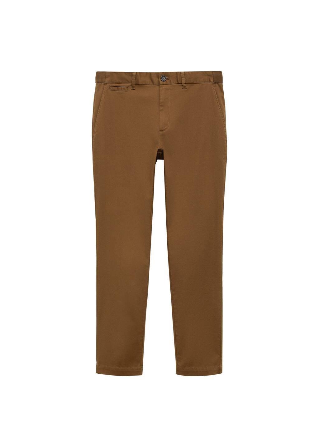 Brown Cropped Tapered Chino Trousers, , large image number 2
