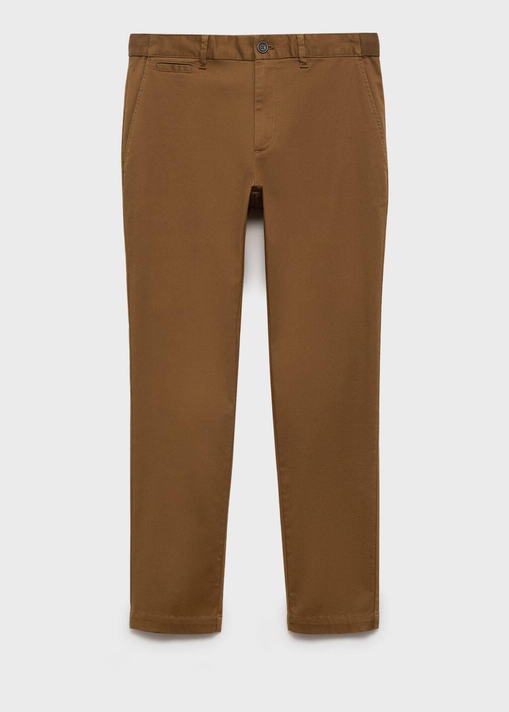 Brown Cropped Tapered Chino Trousers, , large image number 4