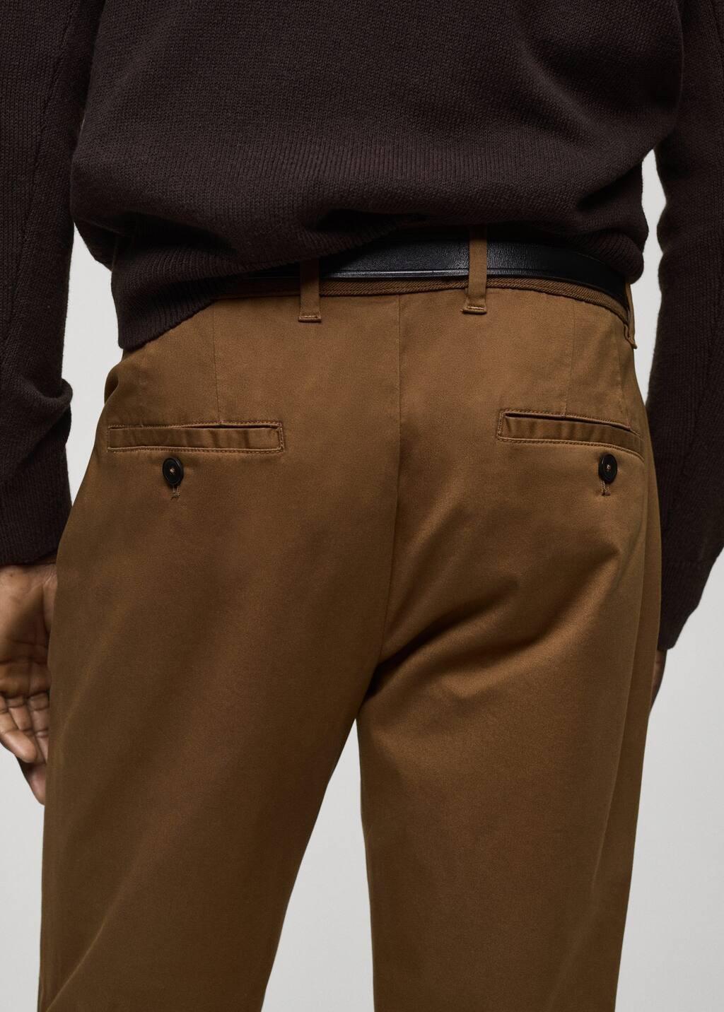 Brown Cropped Tapered Chino Trousers, , large image number 5