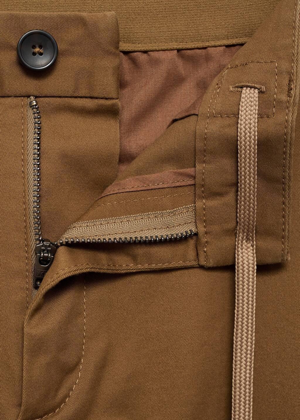 Brown Cropped Tapered Chino Trousers, , large image number 6