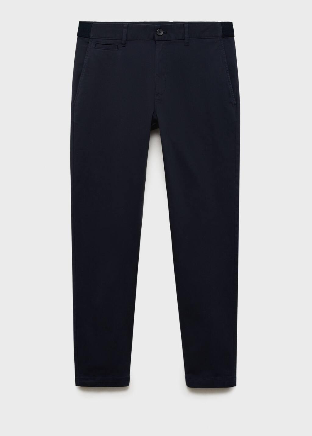 Navy Cropped Tapered Chino Trousers, , large image number 0
