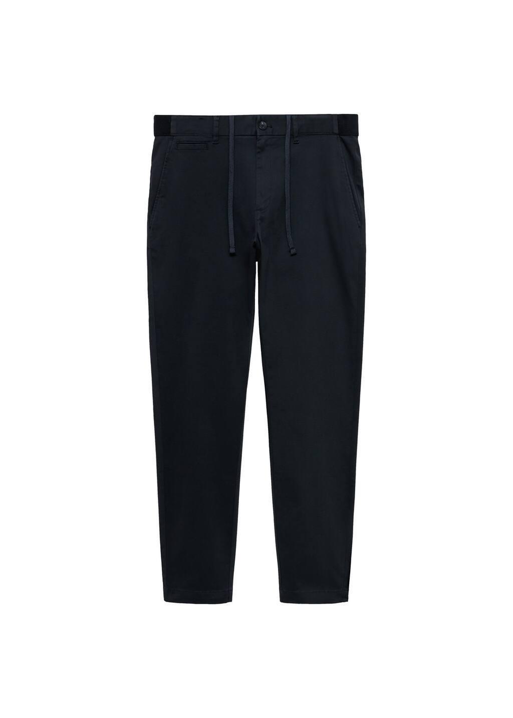 Navy Cropped Tapered Chino Trousers, , large image number 2