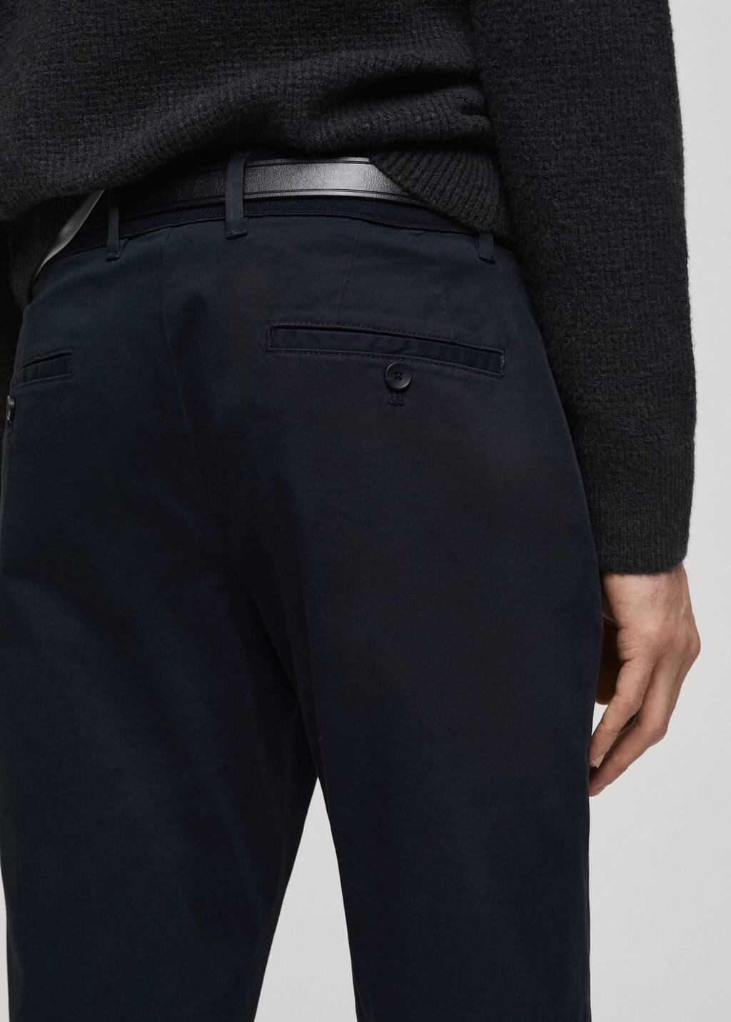 Navy Cropped Tapered Chino Trousers, , large image number 6