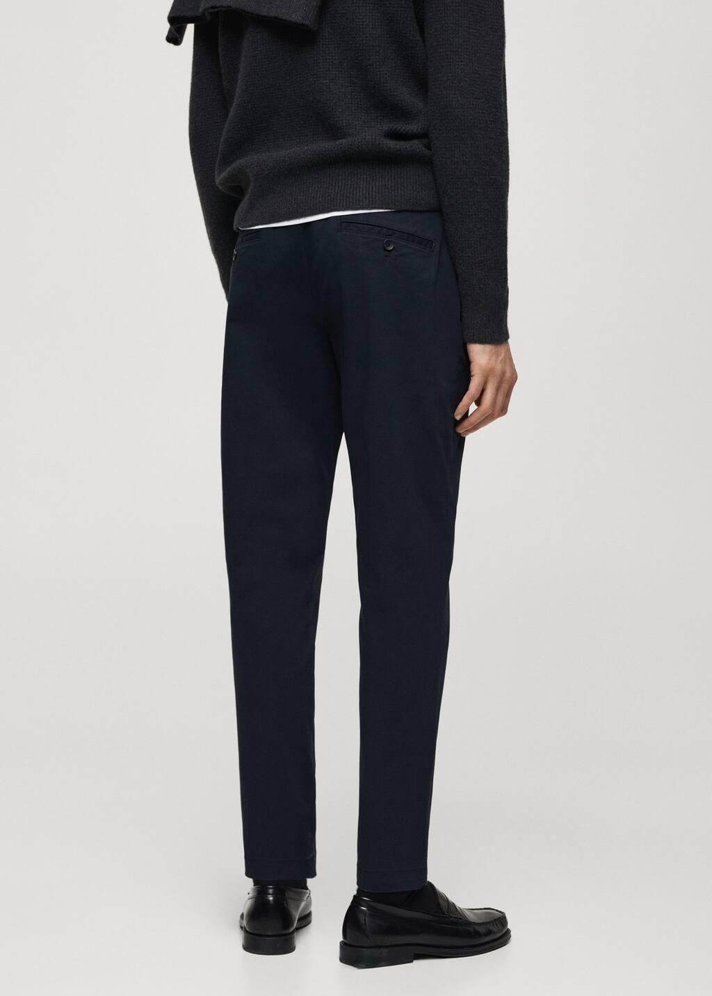 Navy Cropped Tapered Chino Trousers, , large image number 7