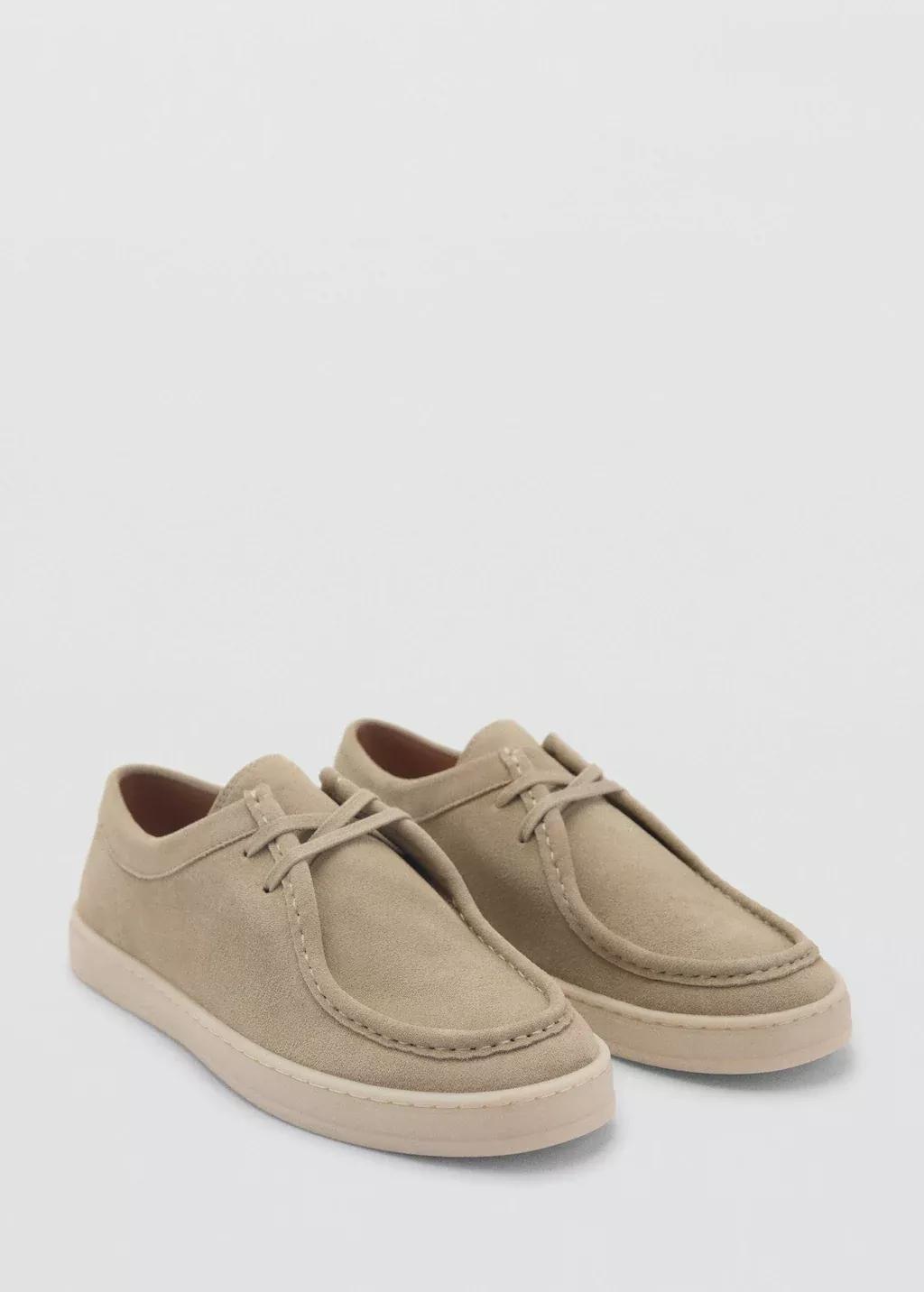 Beige Suede Nautical Shoes, , large image number 0