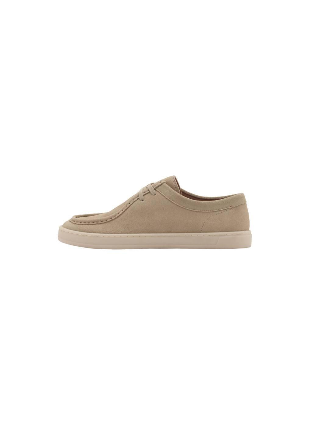 Beige Suede Nautical Shoes, , large image number 2