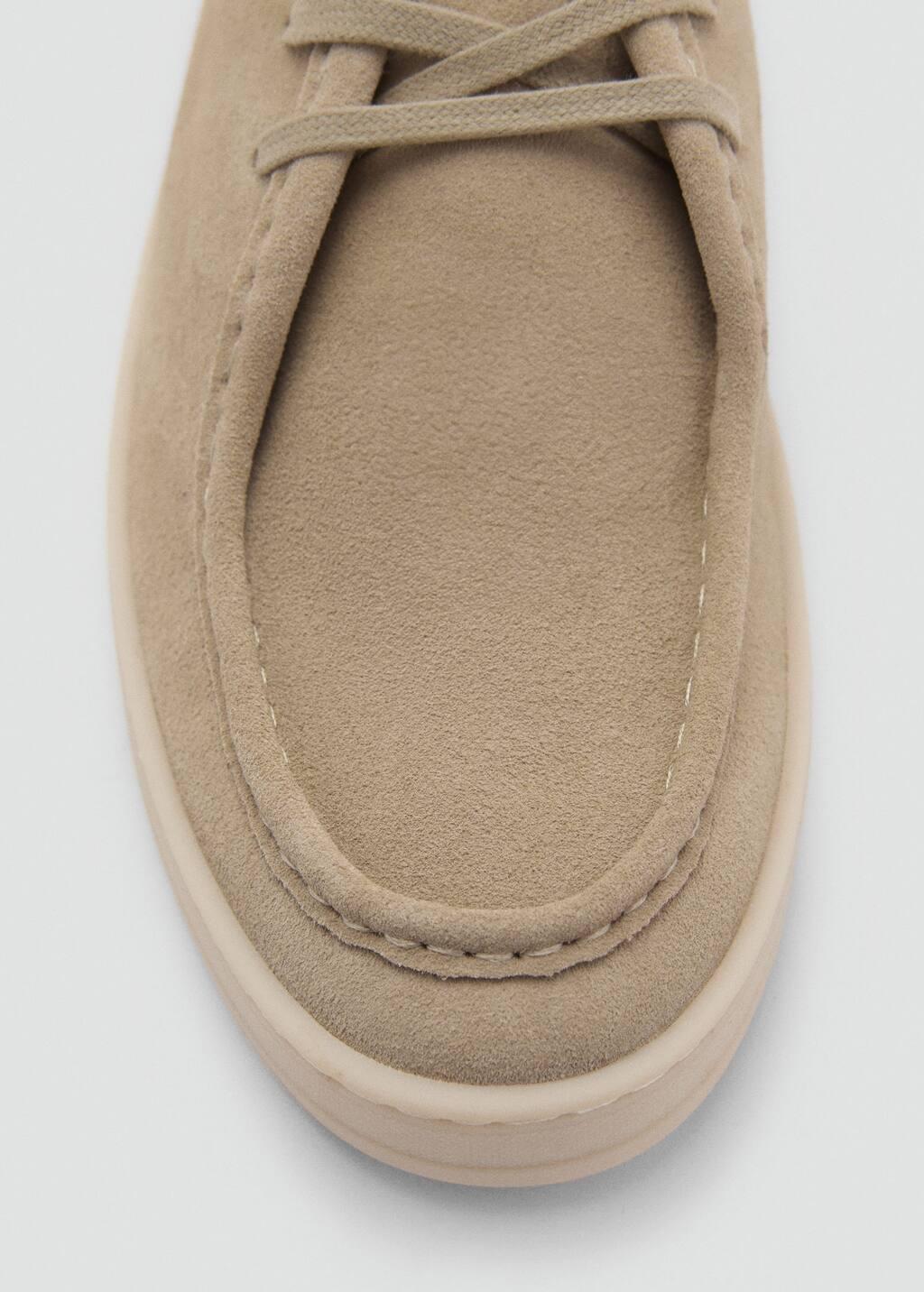 Beige Suede Nautical Shoes, , large image number 3
