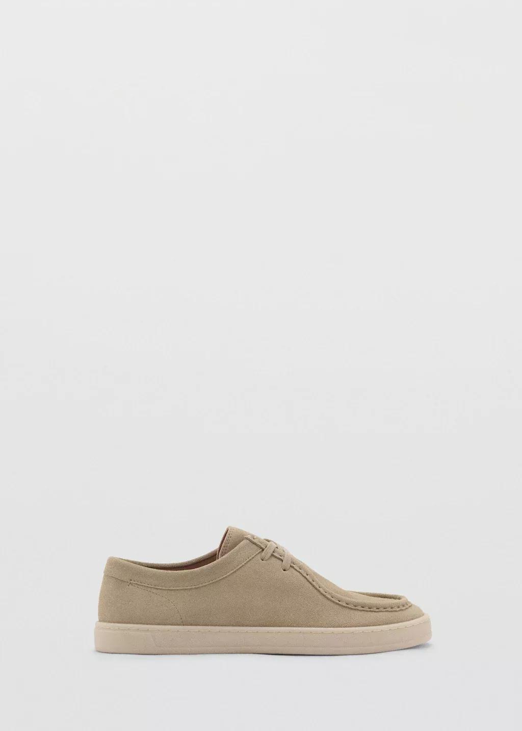 Beige Suede Nautical Shoes, , large image number 4