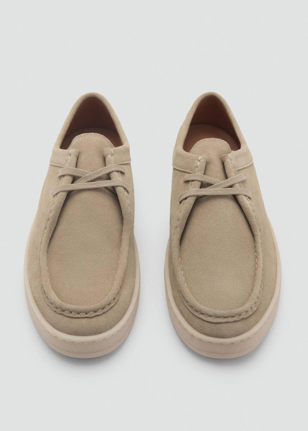 Beige Suede Nautical Shoes, , large image number 5