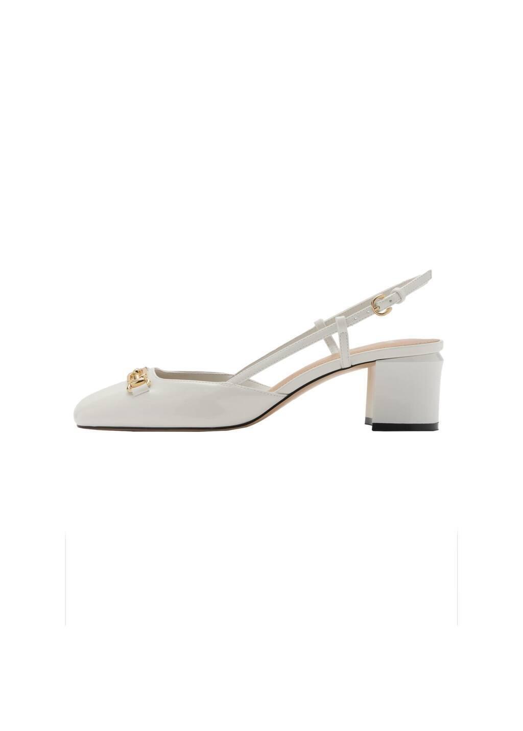 White Heeled Shoes With Link Detail, , large image number 2