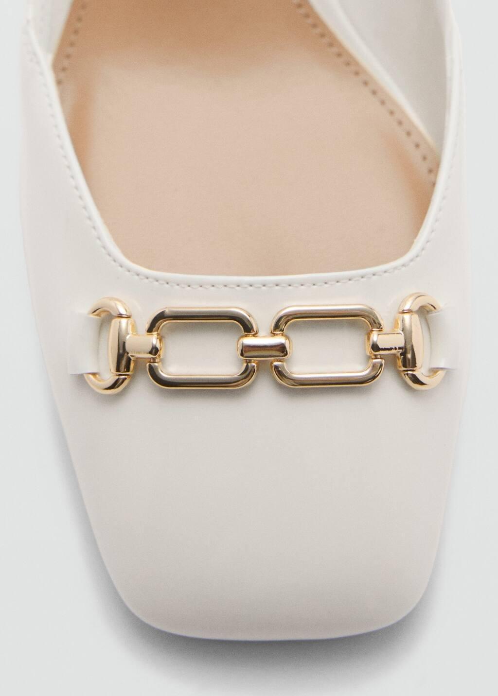 White Heeled Shoes With Link Detail, , large image number 3