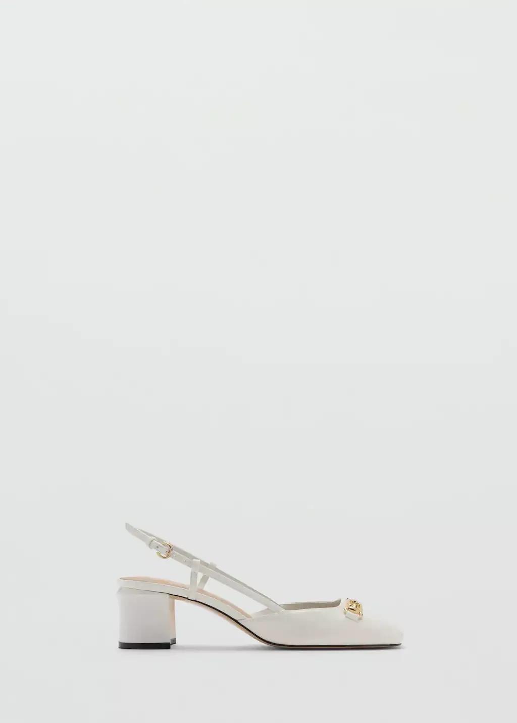 White Heeled Shoes With Link Detail, , large image number 4