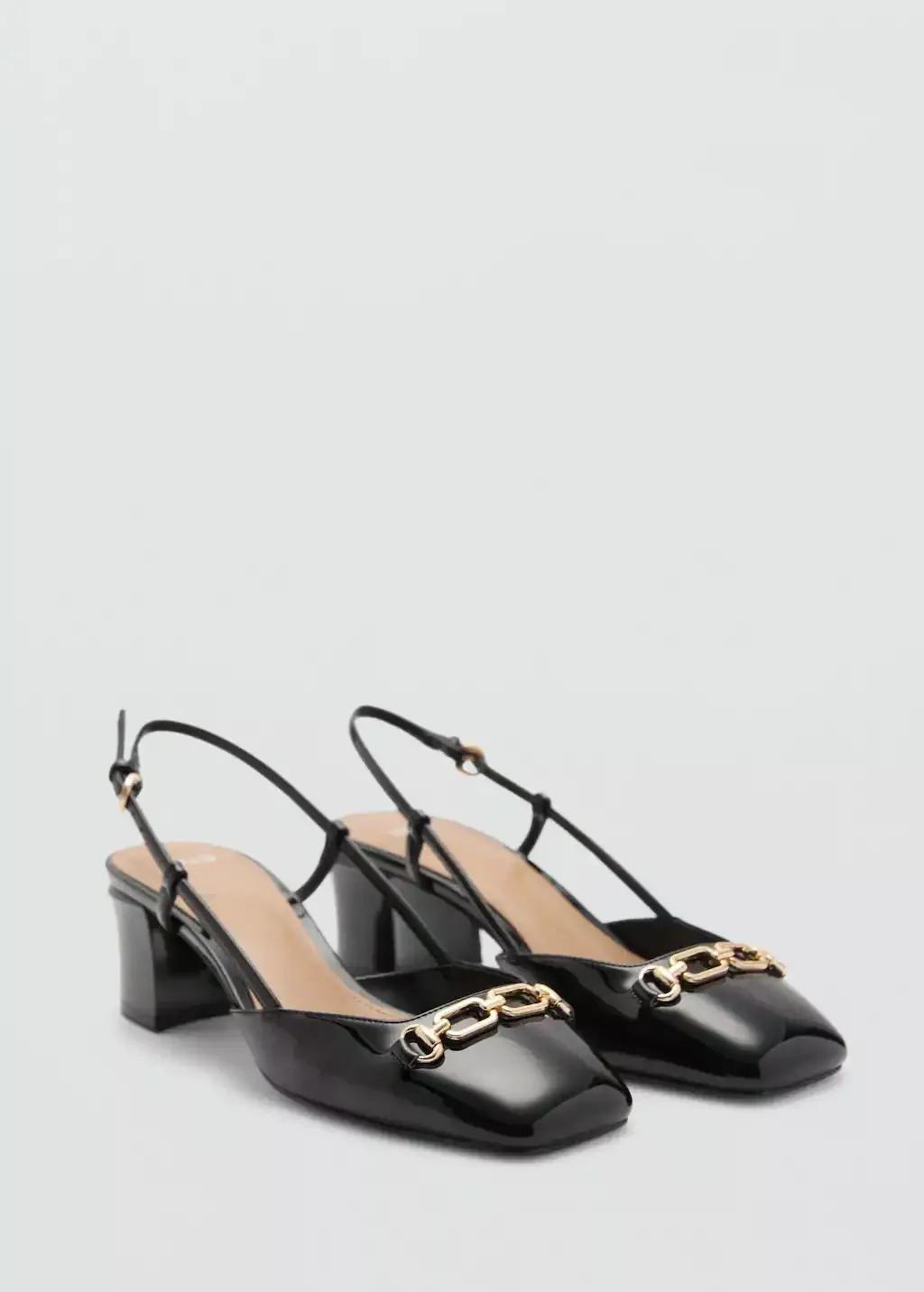 Black Heeled Shoes With Link Detail, , large image number 0