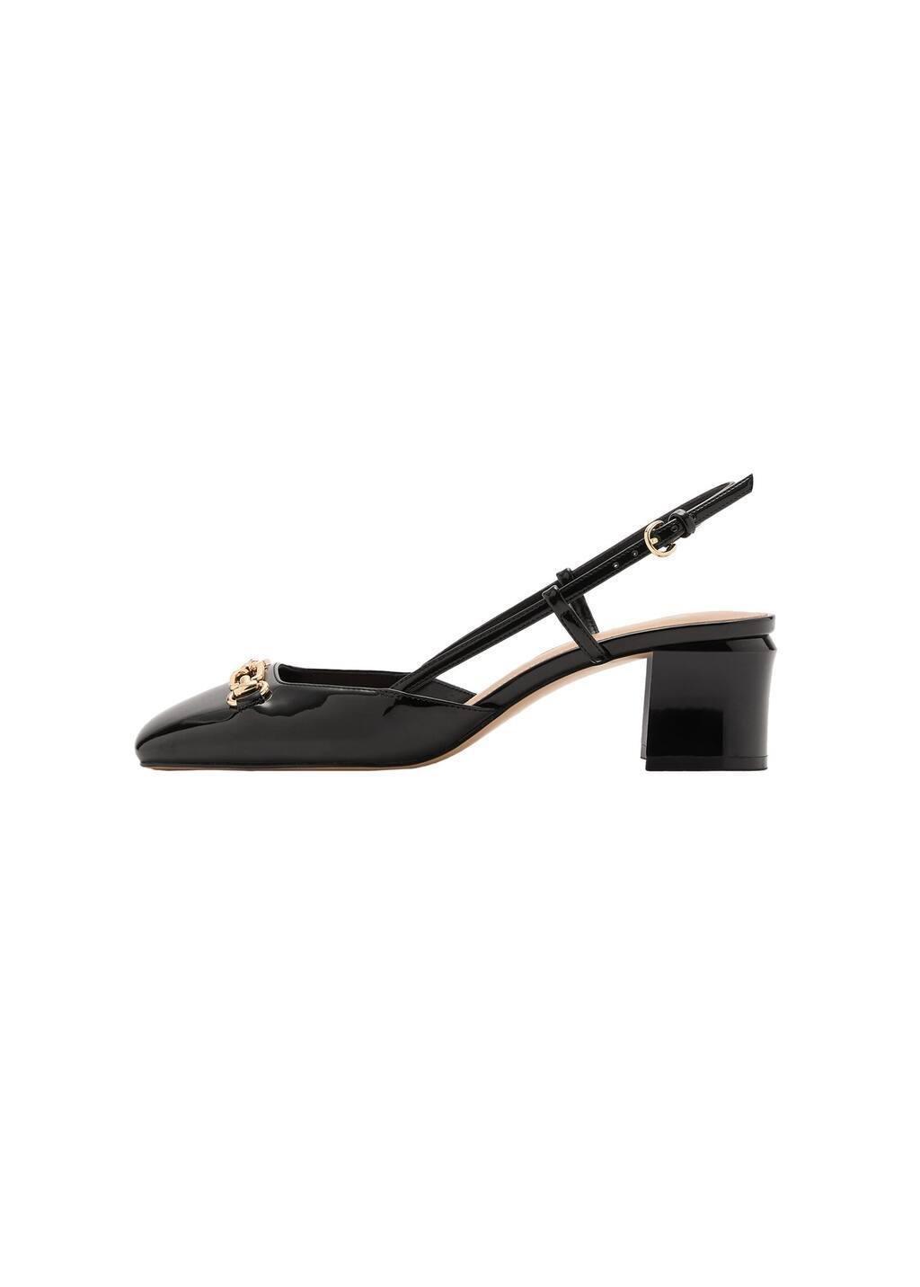 Black Heeled Shoes With Link Detail, , large image number 2