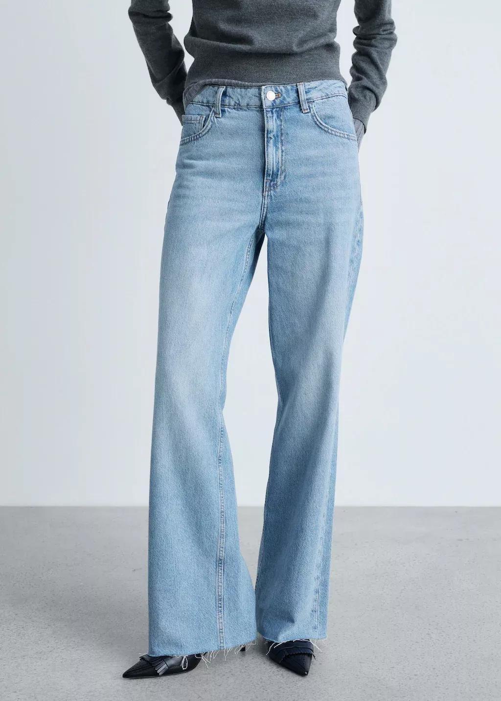 Blue Danila Wideleg High-Rise Jeans, , large image number 0