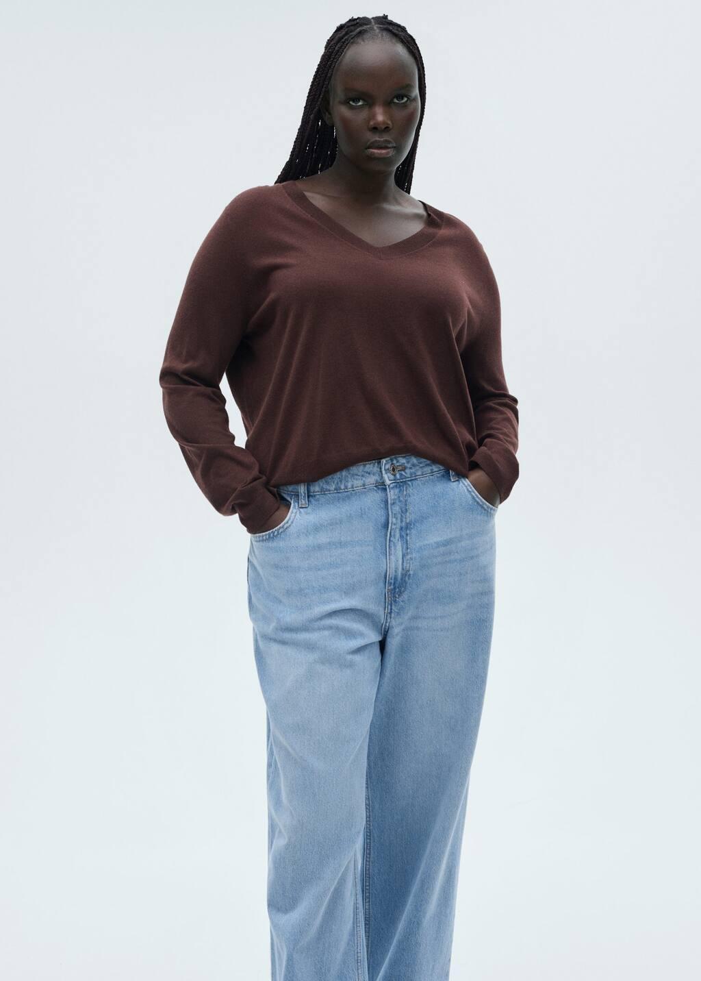 Blue Danila Wideleg High-Rise Jeans, , large image number 5