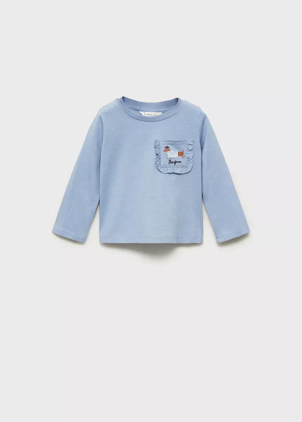 Blue Patch Pocket T-Shirt, Baby Girl, , medium