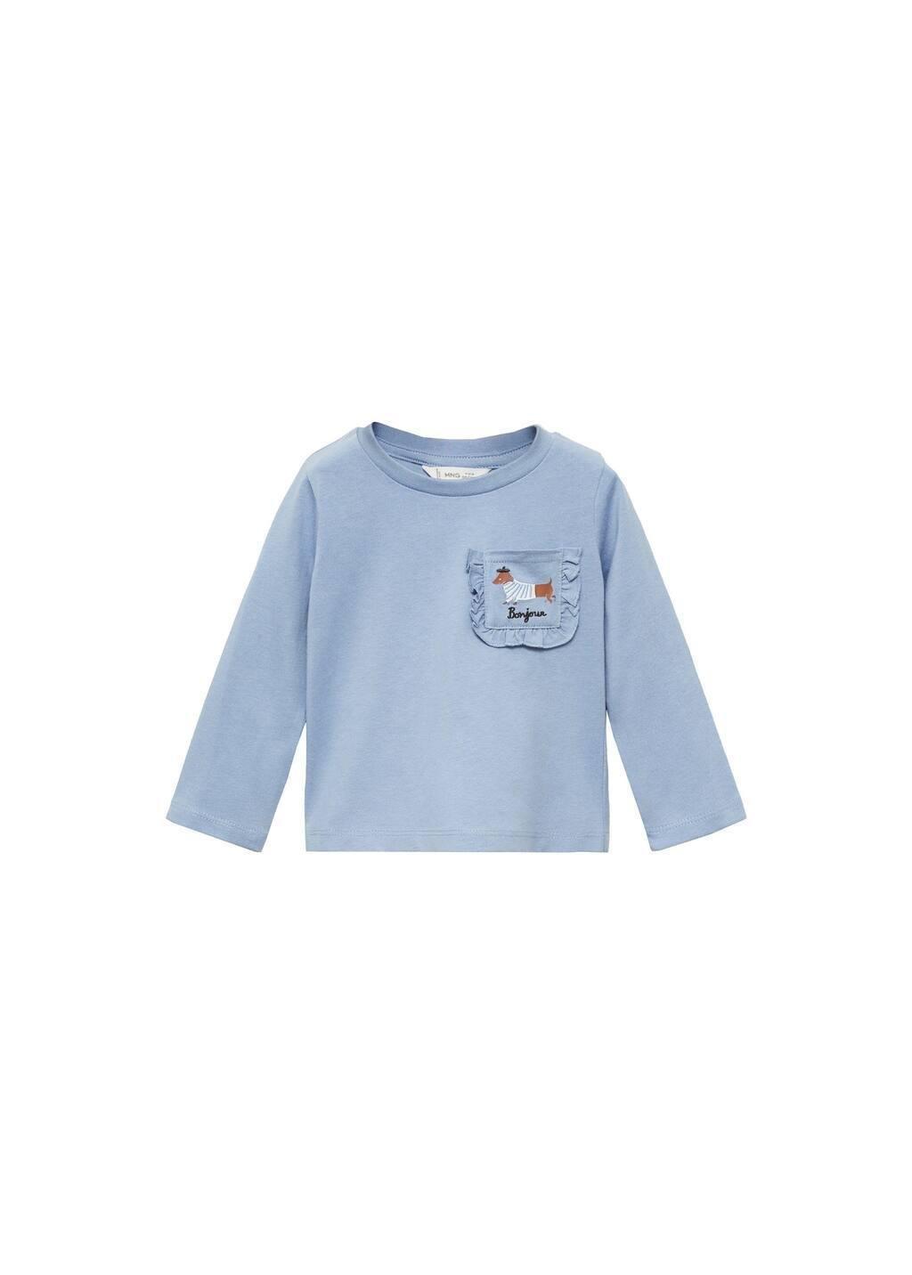 Blue Patch Pocket T-Shirt, Baby Girl, , large image number 4