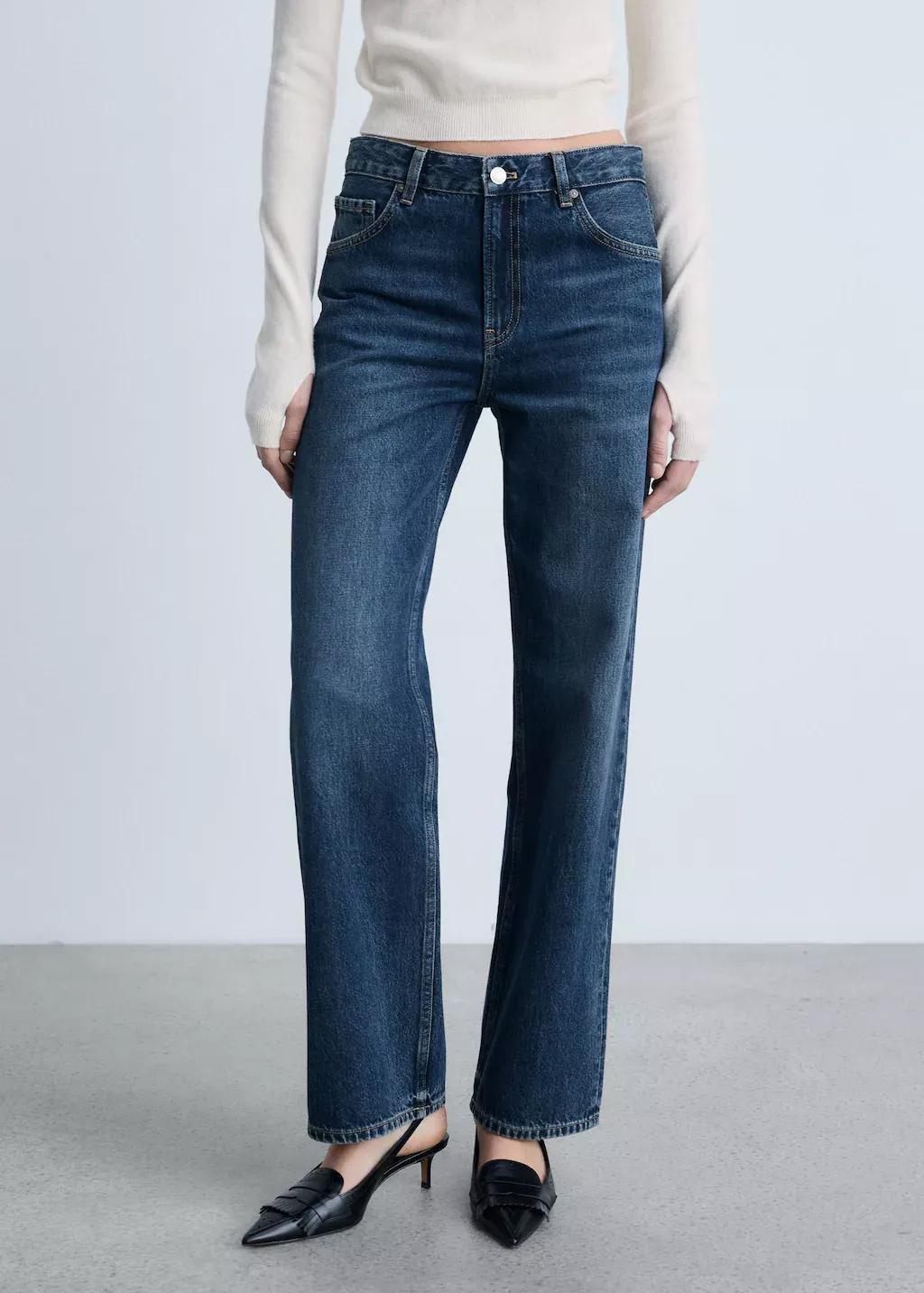 Blue Miami Medium-Rise Straight-Fit Jeans, , medium