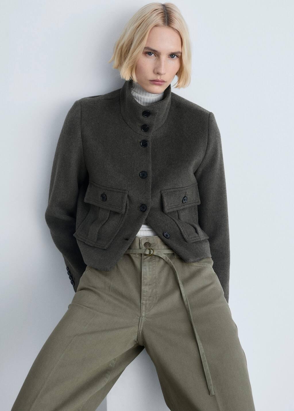 Khaki Wideleg Jeans With Belt Detail, , large image number 1